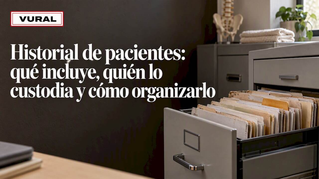 Archivador con historiales médicos en una clínica
